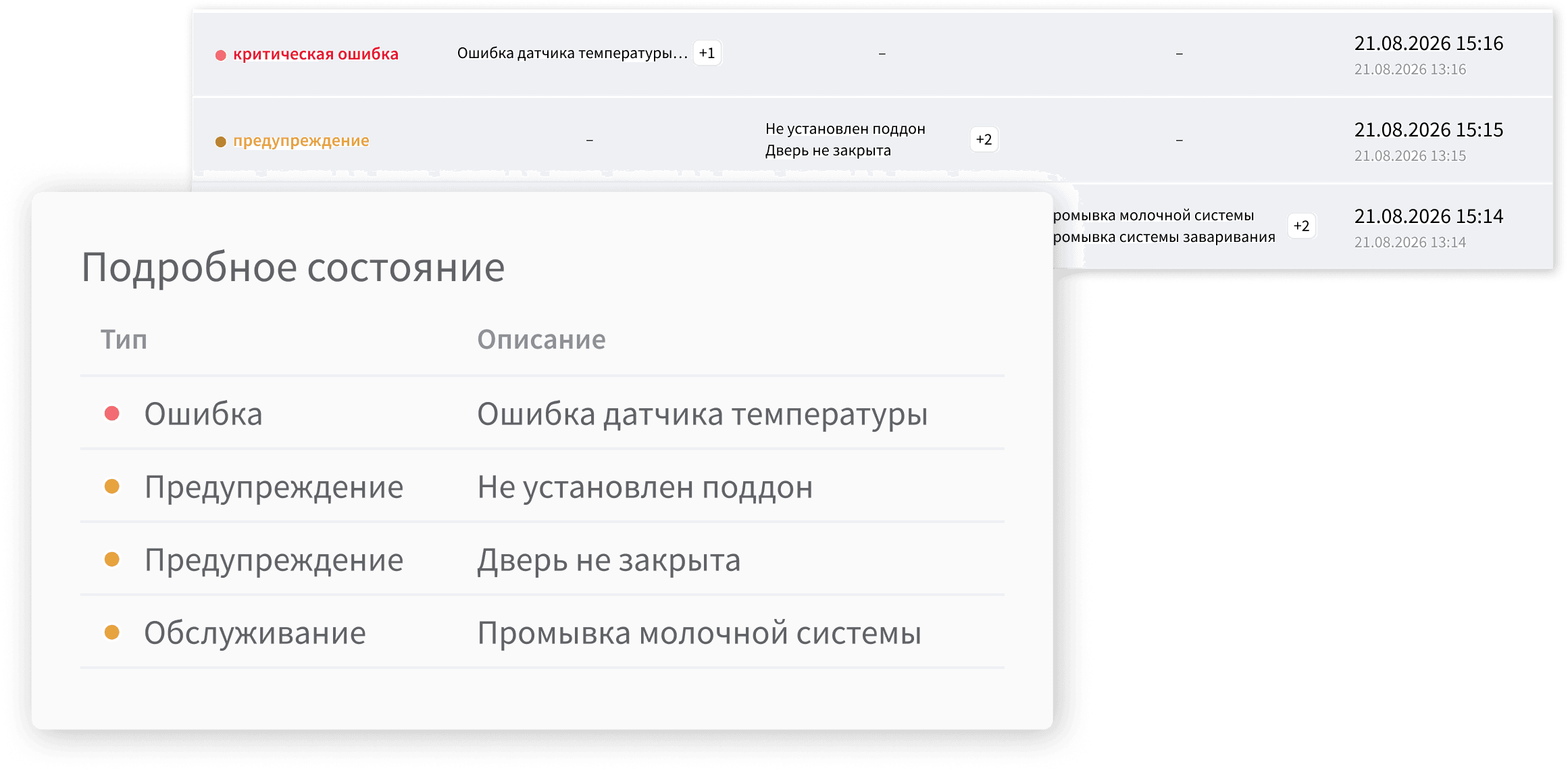 Видите ошибки и состояние точки